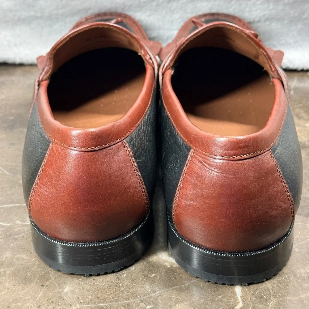 Johnston & Murphy Tassel Loafers Mens 14W Black Brown Two Tone Kiltie 20-0592